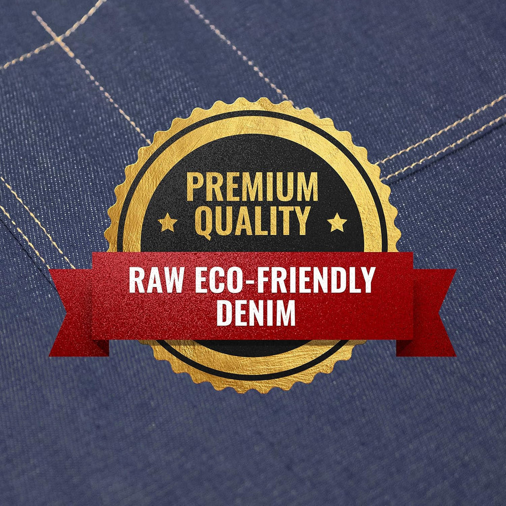 Under NY Sky Chef Apron – Professional Blue Denim – Cotton Straps - Smart Pockets - Adjustable for Men and Women – Pro Chef, Cook, Kitchen, Baker, Barista, Bartender, Server Aprons