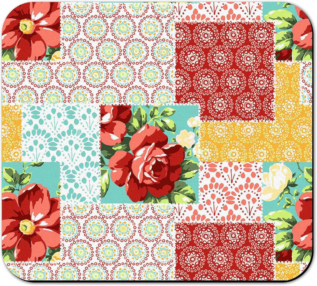 Rubber Dish Drying Mat for Kitchen Counter Large Boho Flowers Washable Quick Home Coffee Pad Fit Under Sink,Bar,Utensils 16x18in