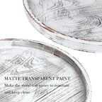 Extra Large Round Ottoman Table Tray Round-24 - Rustic Wooden Serving Tray for Farmhouse Decorative Oversized Coffee Table Trays Living Room Kitchen Counter Breakfast Whitewash