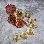 Glass Teapot Set with Infuser Semi Automatic Tea Set Magic Teapot (Tree - red)