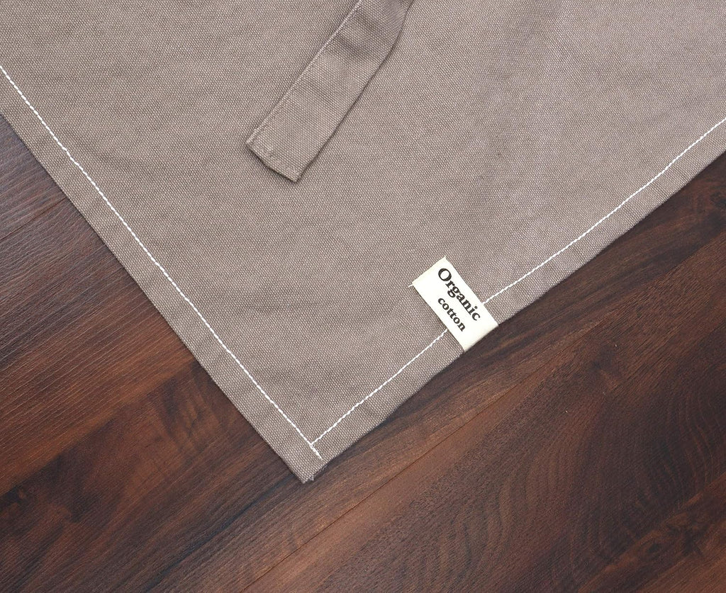 AMOUR INFINI Cotton Solid Aprons for Women with Pocket, Adjustable Strap and Waist Ties Washed Chef Aprons for Cooking, Baking and Gardening (Beige)