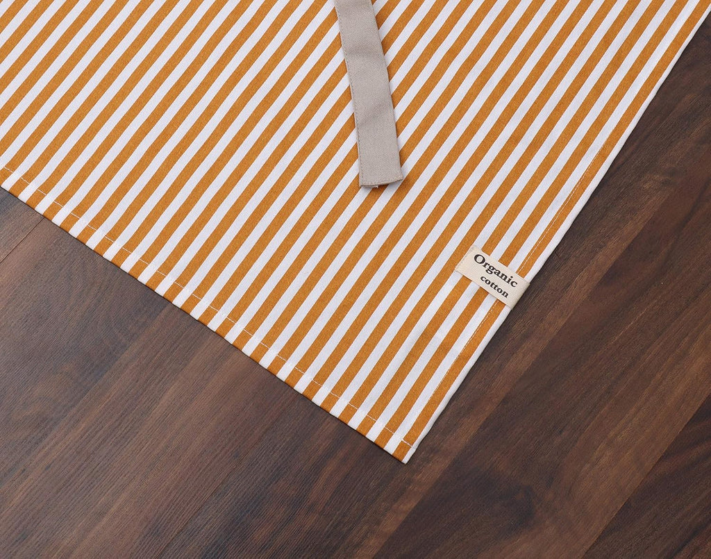 AMOUR INFINI Cotton Aprons for Women with Pockets Adjustable Strap and Waist Ties Reusable Printed Aprons for Baking, Cooking, Gardening (27.5 x 33 Inches - Yellow)