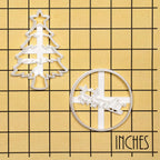 Set of 2 Christmas cookie cutters (Designs: Christmas Tree and Santa Claus with Reindeer), 2 pieces - Bakerlogy