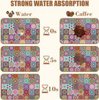 Vintage Mexican Ethnic Mandala Dish Drying Mat for Kitchen Counter Bar Mat Hide Stain Absorbent Rubber Backed Coffee Maker Espresso Machine Accessories 11.8 x 19.7 Inch
