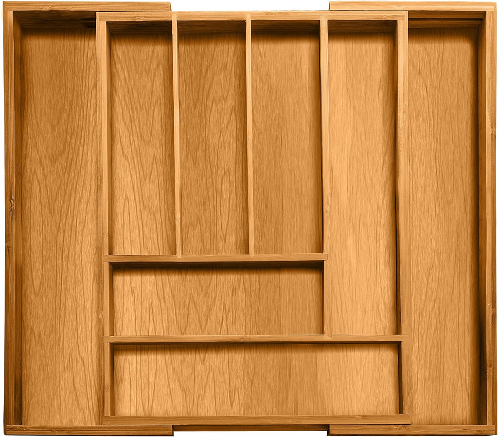 Bellemain Expandable Bamboo Drawer Organizer - Large Kitchen Utensil Holder for Cutlery, Silverware, Flatware Storage - Utensil Organizer for Kitchen Drawers, Desk, Junk Drawer Organizer Tray, 8-Slot