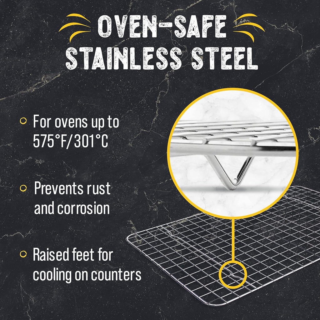 Checkered Chef Cooling Rack for Cooking and Baking - 11 ¾" x 17 Set of 2 Stainless Steel, Oven Safe Grid Wire Cookie Cooling Racks