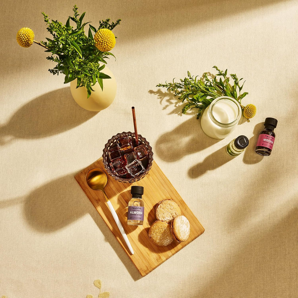 Thoughtfully Gourmet, Coffee Syrup Sampler Gift Set, Syrup Flavors Include Salted Caramel, Vanilla, Mocha, Hazelnut, Pumpkin Spice, & More, Set of 10