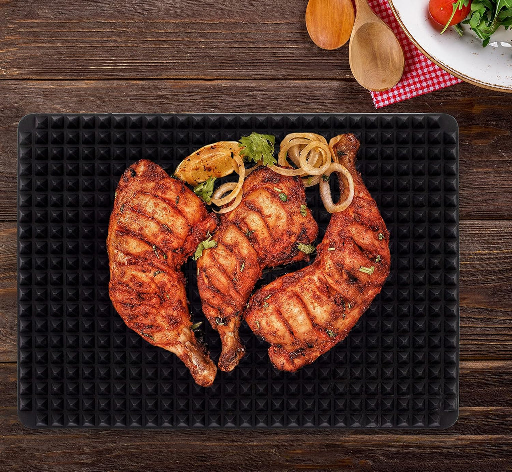 Silicone Baking Mat Red Pyramid Non Stick Bacon Microwave Tray Pastry Mats Red BBQ Grill Mat Baking Supplies oven Liners For Bottom Of Oven - 16 X 11''Silicone Mats For Kitchen Counter 2 Pack