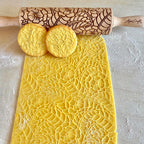 DOILY Embossing Rolling Pin with Flowers Pattern. Dough and Clay Roller for Embossed Cookies and Pottery. Cookie and Ceramic Stamp. Backing Gifts for Women by Algis Crafts