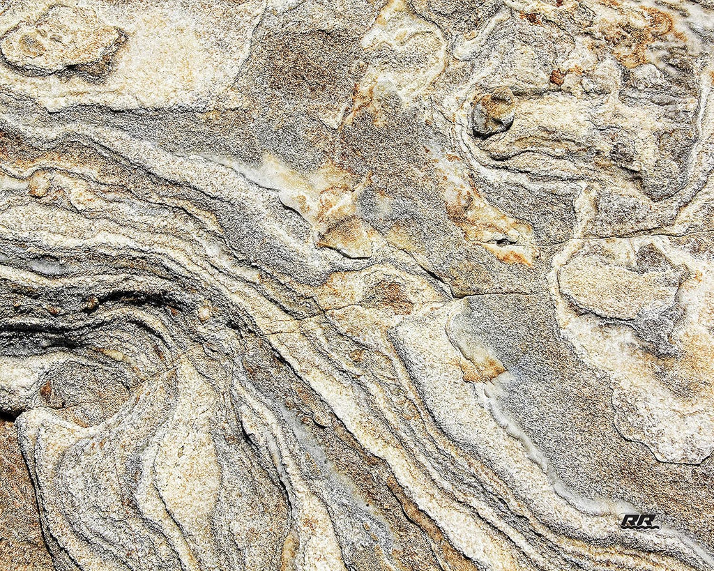 Rogue River Tactical Light Granite Stone Marble Gray Brown White Pattern Textured Marble Art Kitchen Glass Cutting Board Modern Decorative Gift Abstract Wavy Contrast Design